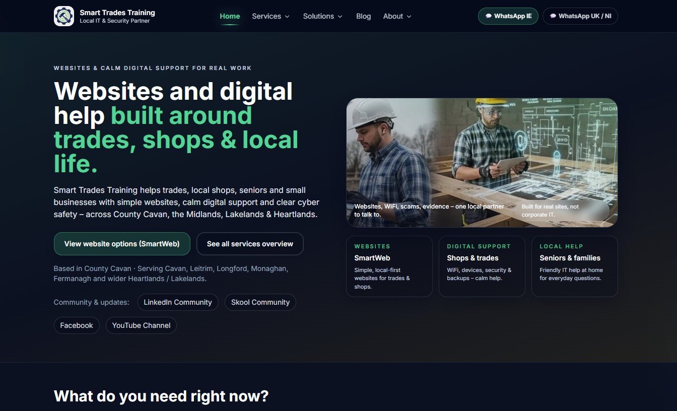 Website Walkthrough: Smart Trades Training Service Portfolio